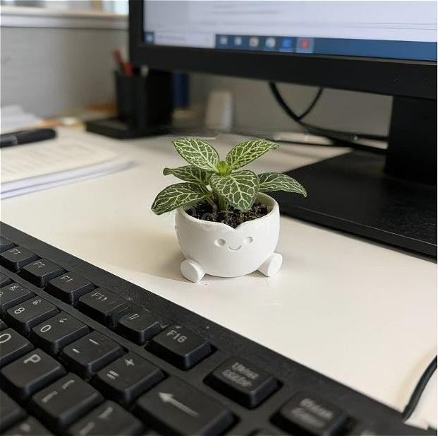 3D Printed Mini Smile Face Succulent Pot, Creative Flower Container for Desk Shelf, Home Garden Decor
