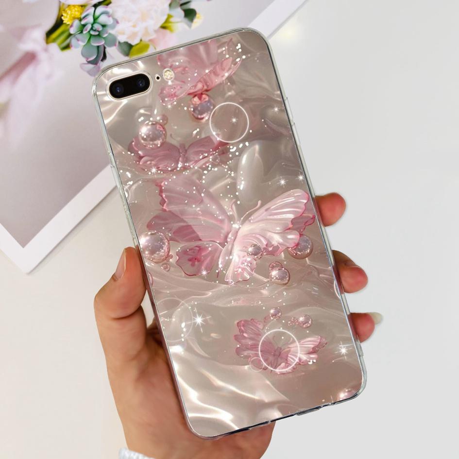 Case For Apple iPhone 7 8 Plus Cover Cute Butterfly Flower Silicone Soft Funda Protector Coque For iPhone 7 8 7plus 8plus Bumper