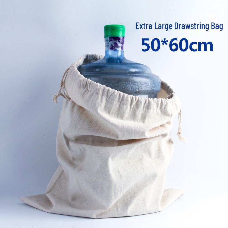 Grande Borsa con Coulisse in Tela di Cotone Beige per Stampa Logo Personalizzato