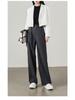2026 Women's Black Cotton High-Waisted Wide-Leg Pants - Loose, Slimming, and Floor-Length for Spring and Autumn.
