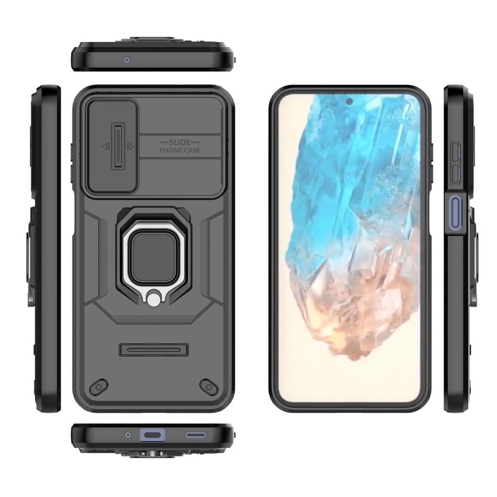 For Samsung Galaxy M35 5G Case PC+TPU Kickstand Phone Protector with Lens Cover