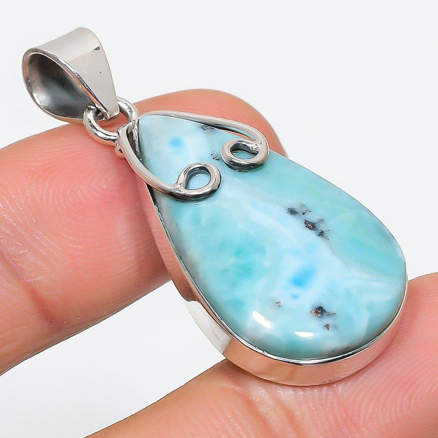 

Natural Republic Larimar Gemstone 925 Solid Sterling Silver Pendant 1.75 E2D91