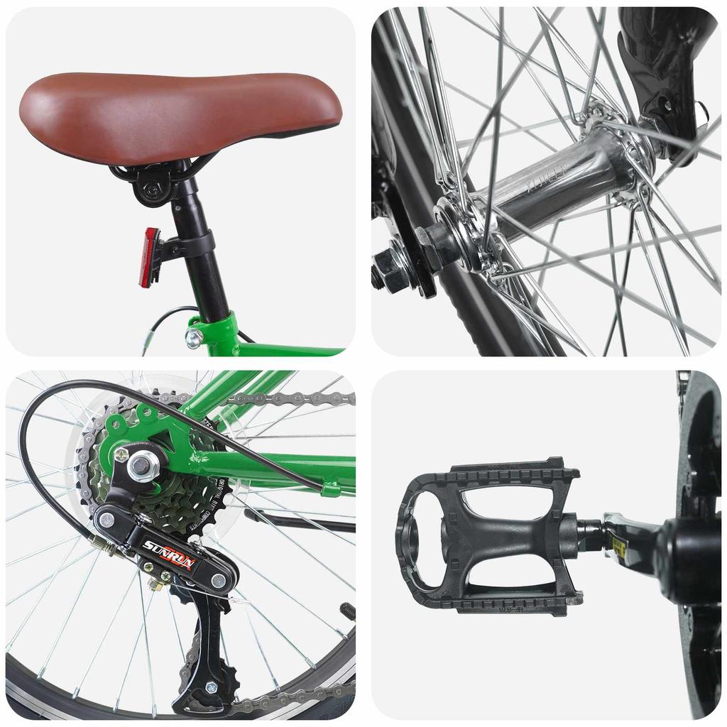 Kids Bike 24 Inches 6 Speed for Ages 8 12 Green