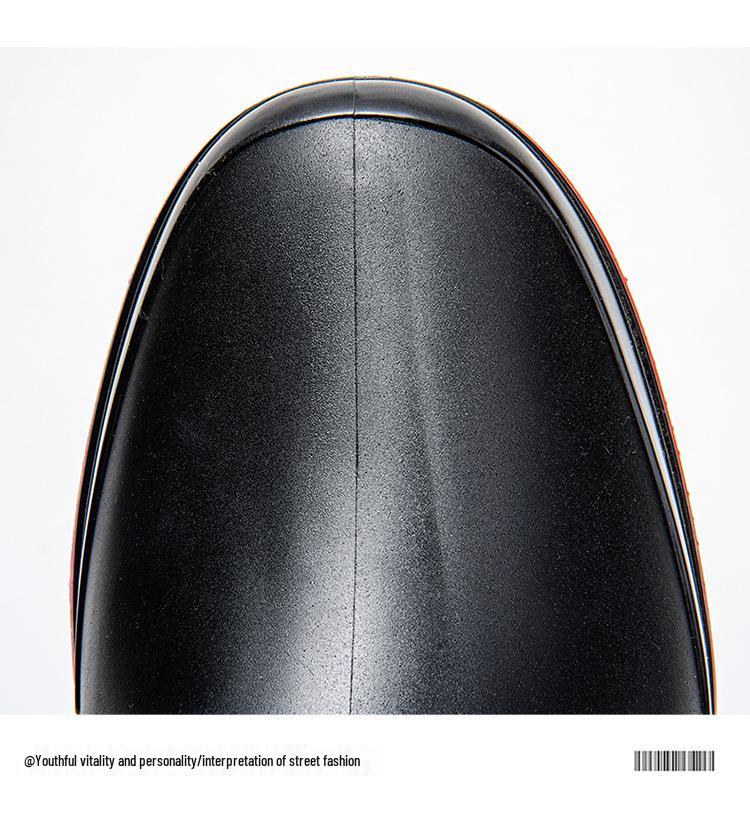 Bottes de Pluie Courtes Mode Homme - Noir/Rouge, Tige Mi-Courte, Cordon de Serrage, Chaussures Réfléchissantes en Caoutchouc pour Patauger et Pêcher.