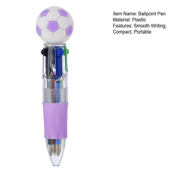2Pcs Retractable Ballpoint Pen Cartoon Sports Ball 4-Color Mini Journal Pen with Football Basketball