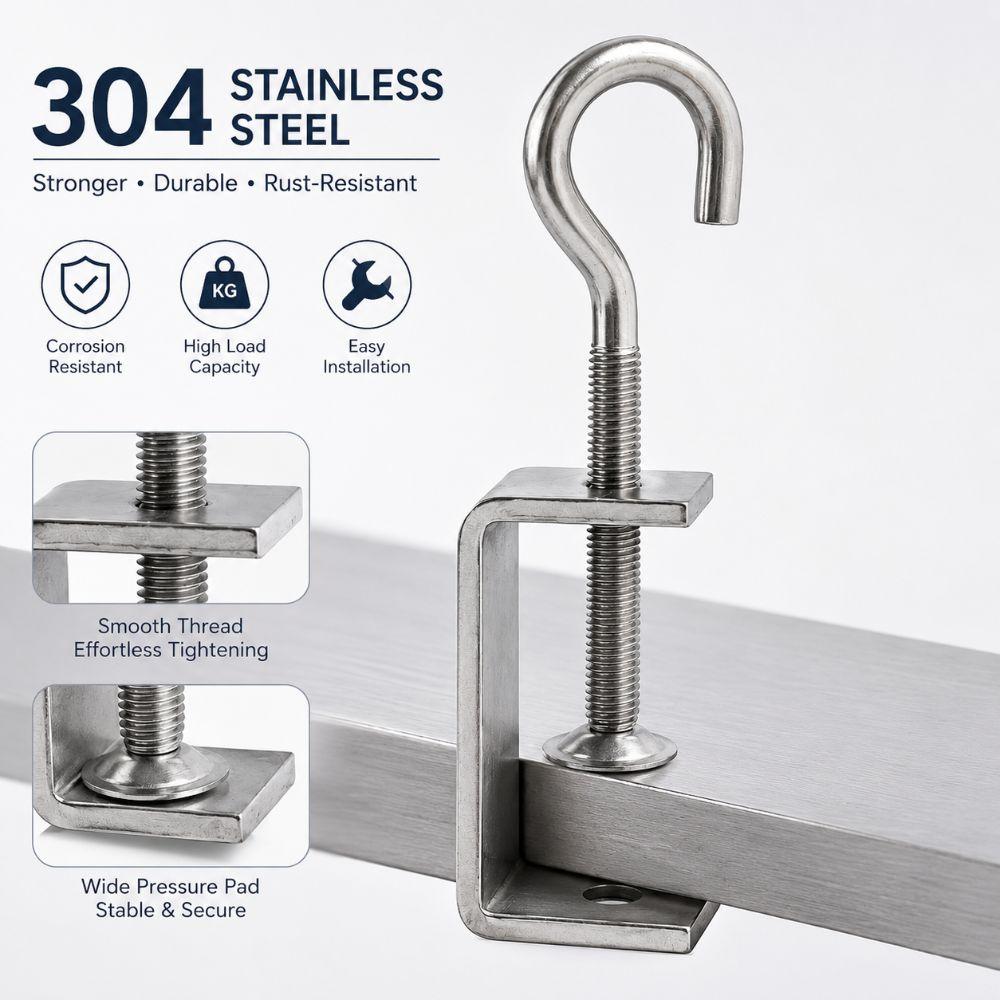 Pull Ring C-clamp 304 Stainless Steel Fixed Holder Clip Square Clamp Hardware Fasteners
