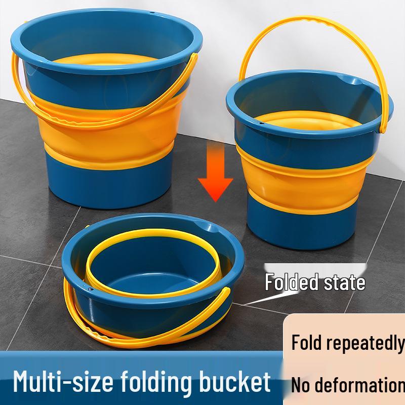 Portable Foldable Car Wash Bucket: Outdoor, Thickened, Multipurpose for Cars, Fishing, Household, and Foot Washing.