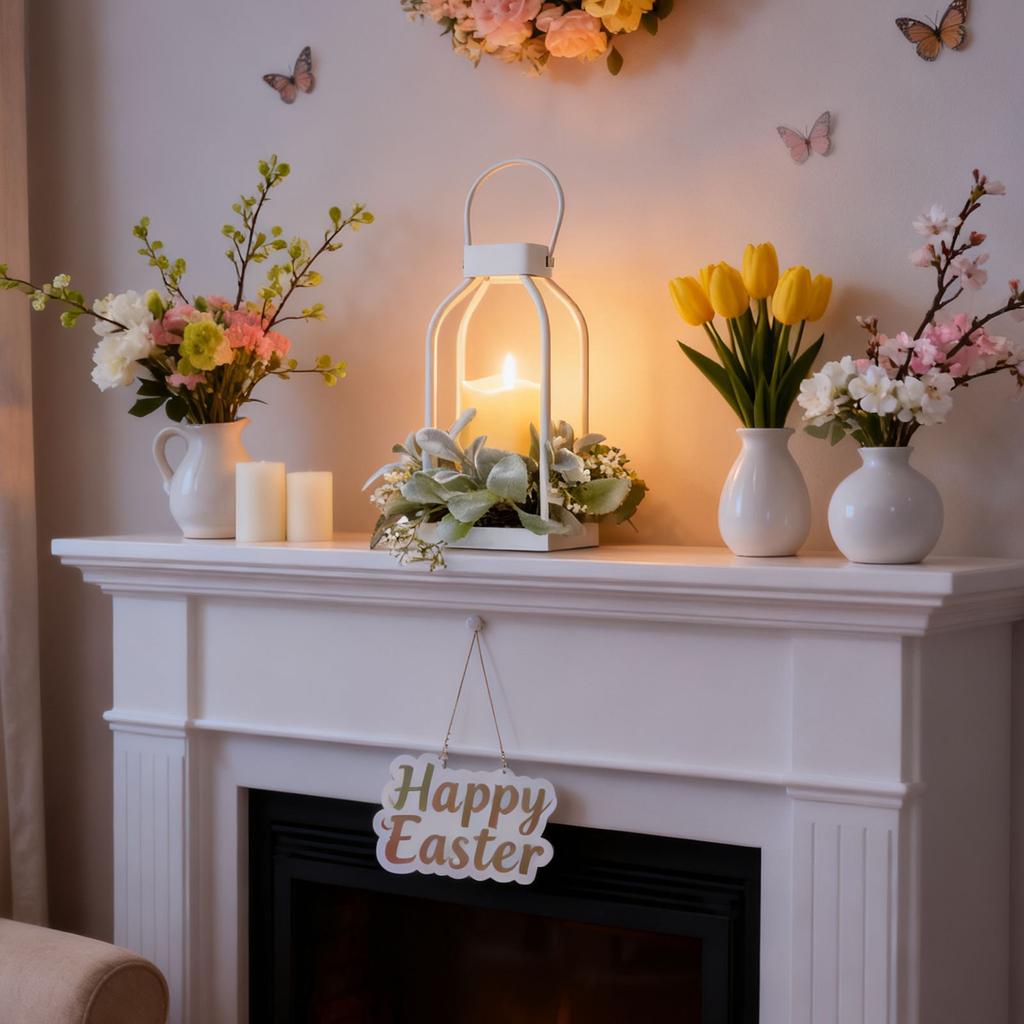 Easter Wrought Iron Handheld Lamp, Resembling A Decorative Candlestick Lamp, A Prop For Courtyard Scene Decoration.