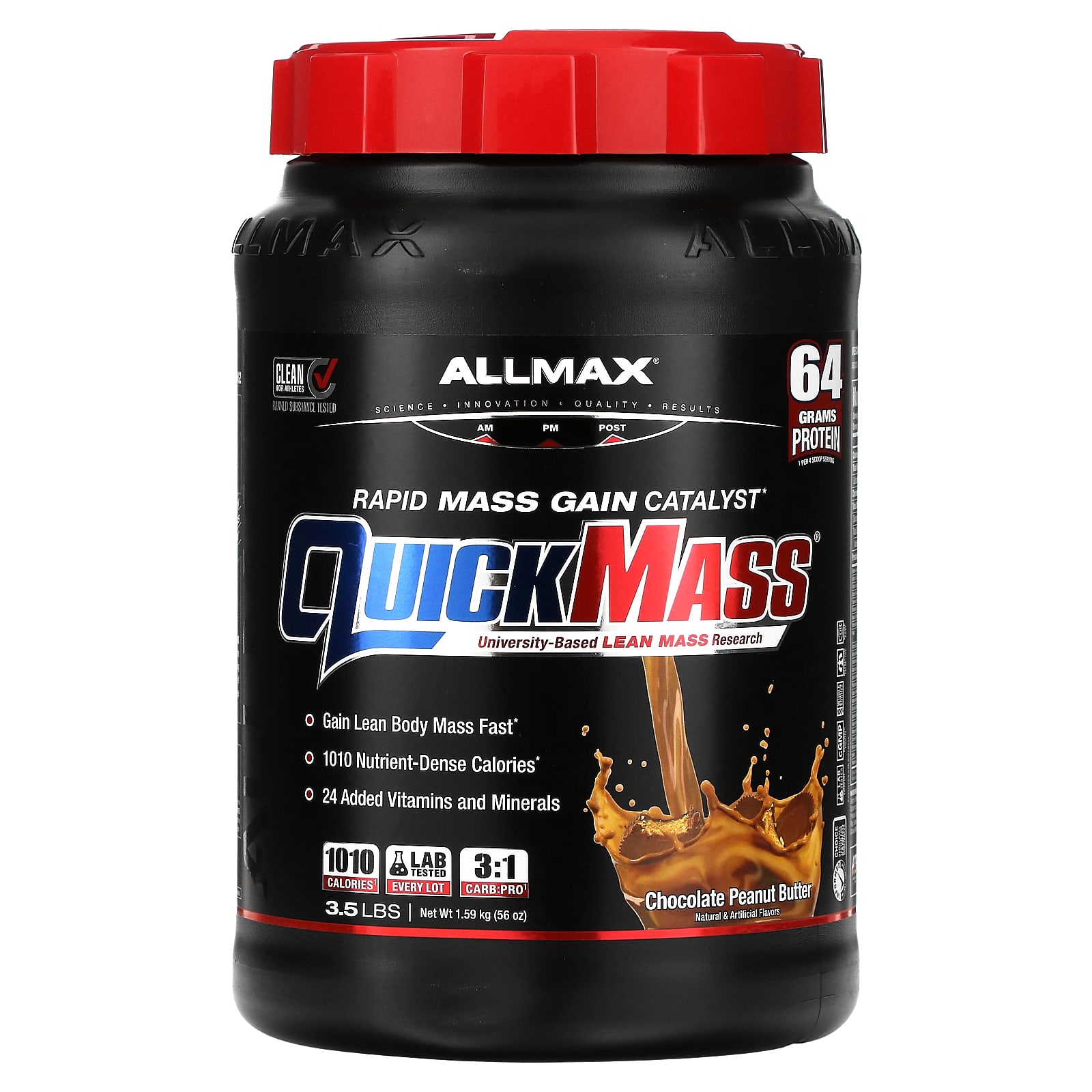 

ALLMAX, QuickMass, rapid mass gain catalyst, chocolate peanut butter, 3.5 lb (1.59 kg)