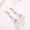 Sparkling Princess Luxury  Silver Needle Bridal Wedding Water Drop Pearl Earrings Elegant Ladies Party Gift Statement