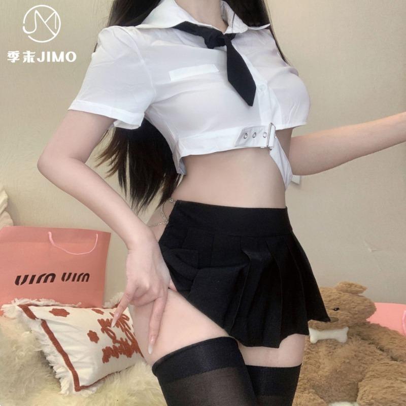 Sex Underwear JK Uniform Kusa Spice Girls College Wind Dew Waist Empty Chain Student Uniform Set Temptation