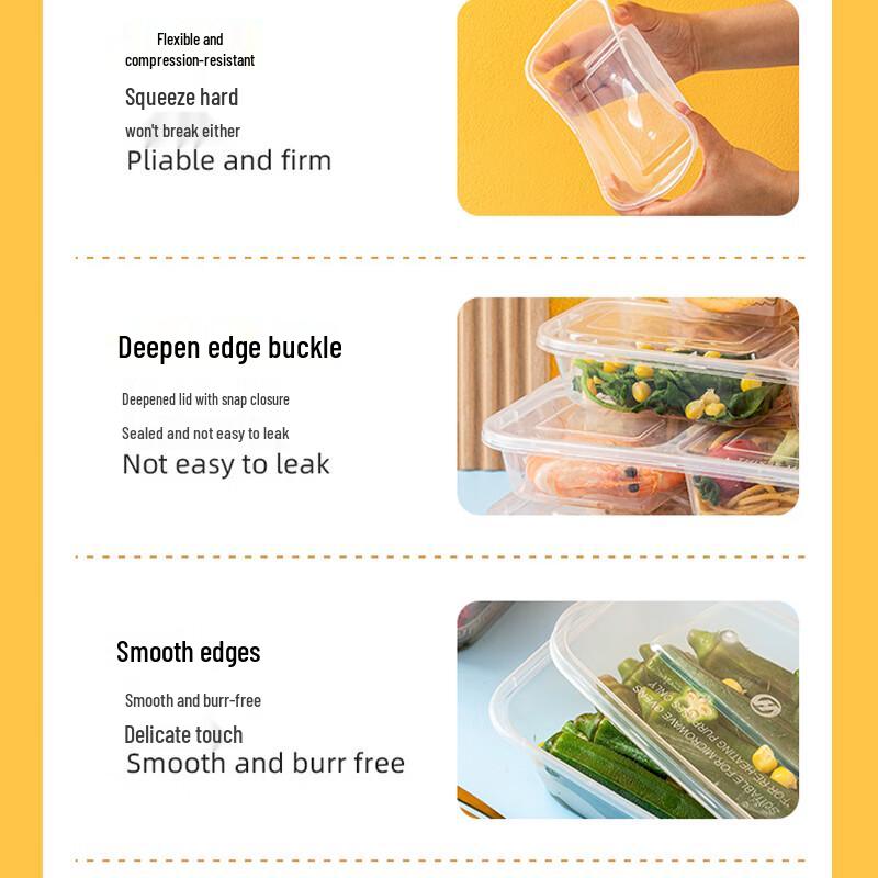 BAILOCK 150-Pack 3-Compartment Rectangular Food Containers