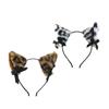 Comfortable Furry Cats Ear Headband With Leopard Pattern And Jingling Bells Ideal For Carnivals Role Play
