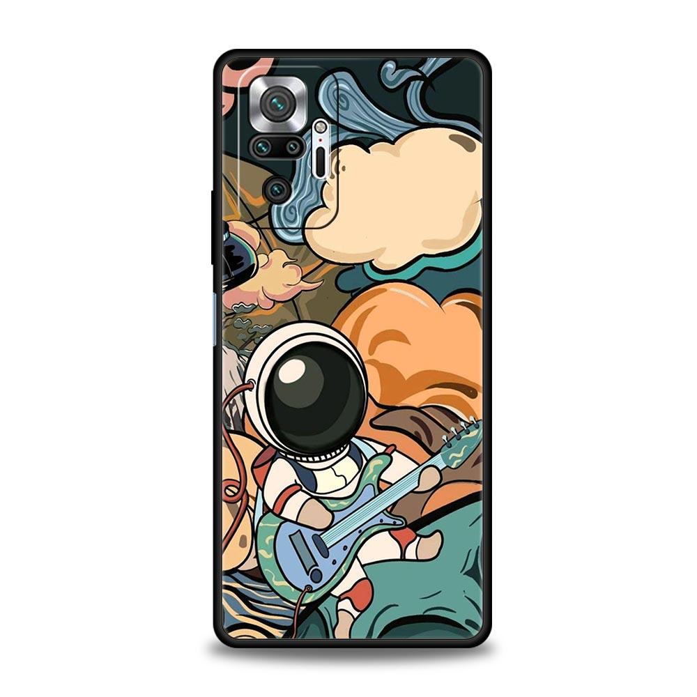 Cartoon Cute Cosmonaut Phone Case Cover for Redmi 14C 10C Note 15 14 13 12 10 11 K40 Pro Plus 5G Shockproof Soft TPU Shell Bags