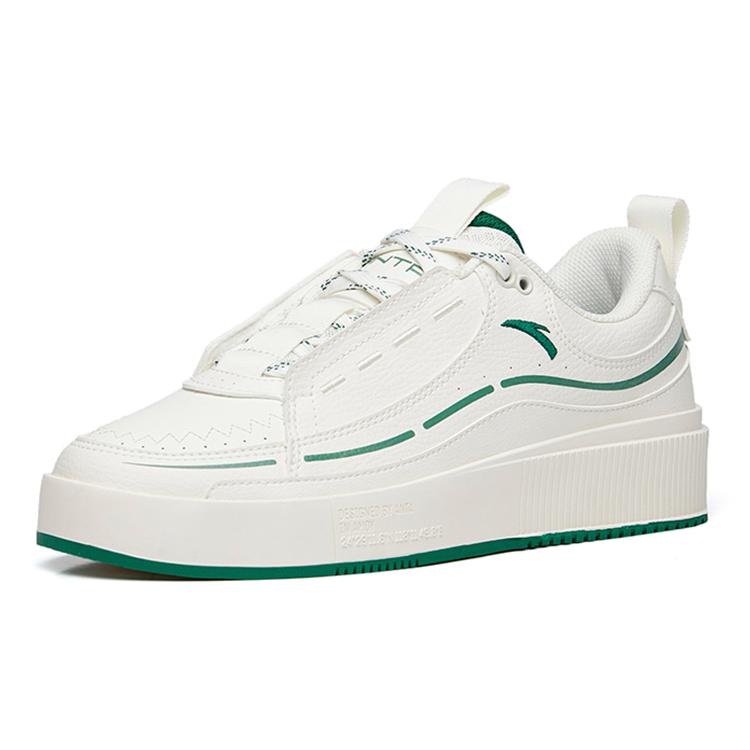 New Anta Anti Slip And Wear Resistant Lightweight Low Top Skateboard Shoes White Green 912228033-7