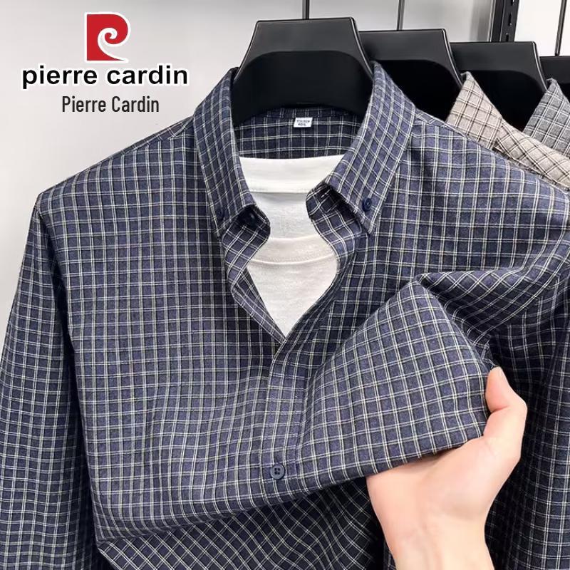 Pierre Cardin Men's Plaid Cotton Long Sleeve Shirt