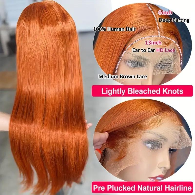 European and American Fashion Orange Wig Bobo Head Medium Bangs Wig Headgear, African Front Lace Wig