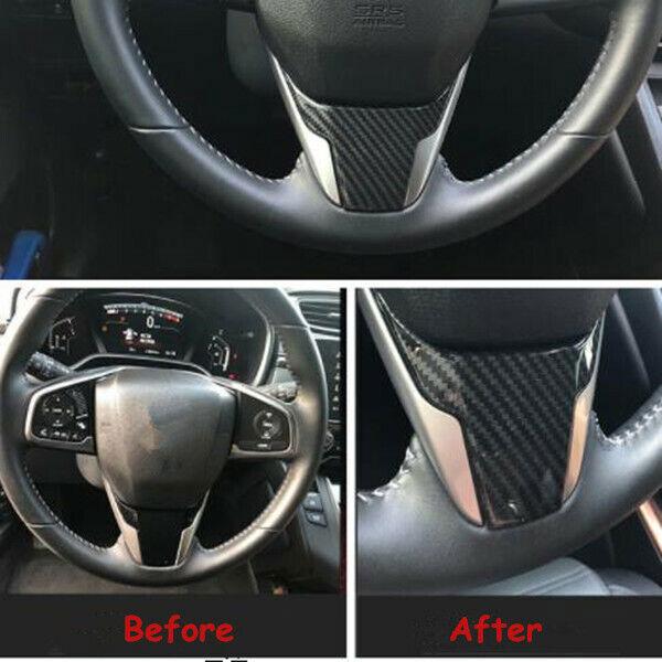 Carbon Fiber Car Steering Wheel Decor Cover Trim For Honda CR-V CRV 2017-