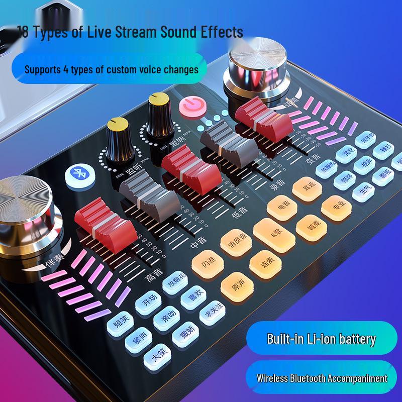 8 V18 Sound Card Set: Live Streaming Kit with Voice Changer, Microphone, and Phone/Computer Compatibility