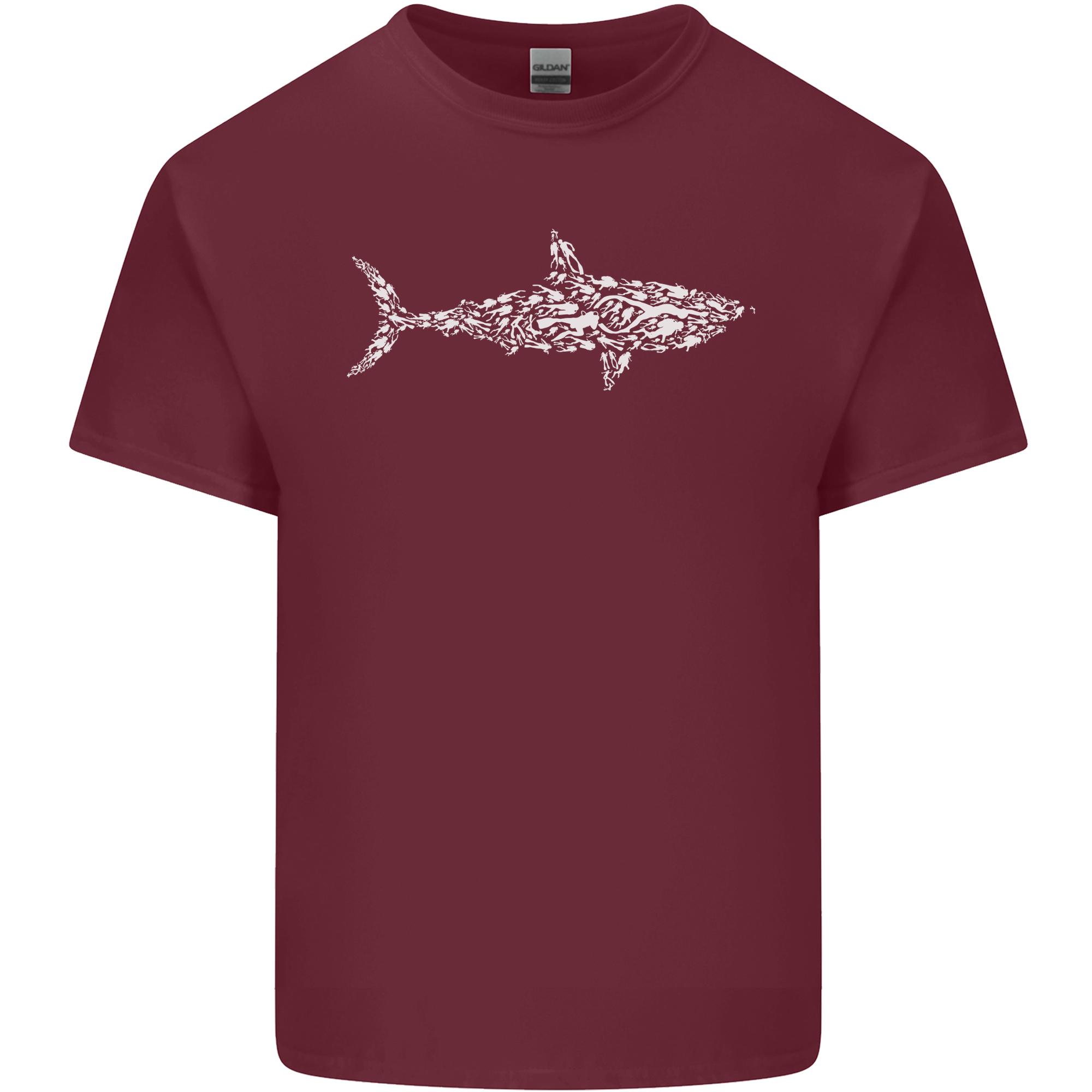Shark Silhouette Made of Scuba Diver Diving Unisexs Light Cotton TShirt S
