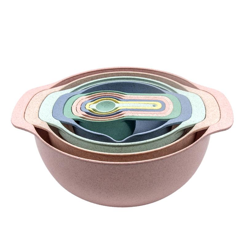 10Pcs Plastic Mixing Bowl Set Colorful Nesting Bowls Sifter Colander Colorful Kitchen Accessories for Baking and Mixing