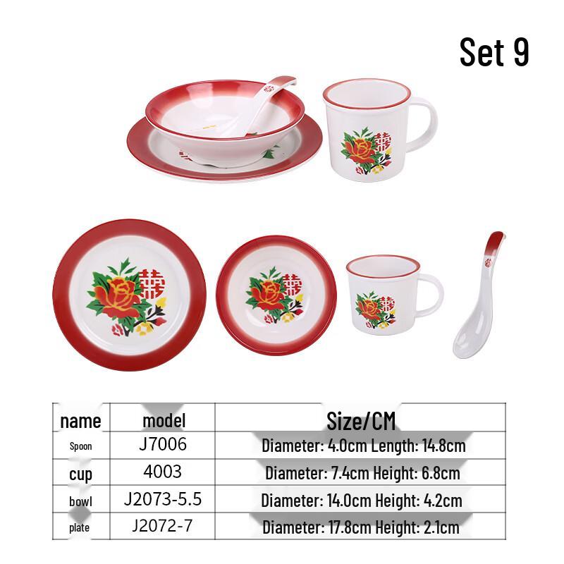 Qianxing Vintage Melamine Hot Pot Dinnerware Set