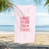 Extra Großes Rosa Gestreiftes Strandtuch für Damen, Überdimensionale Mikrofaser Handtücher, Ästhetisches Italienisches Zitat XL Sommer Pool Geschenk