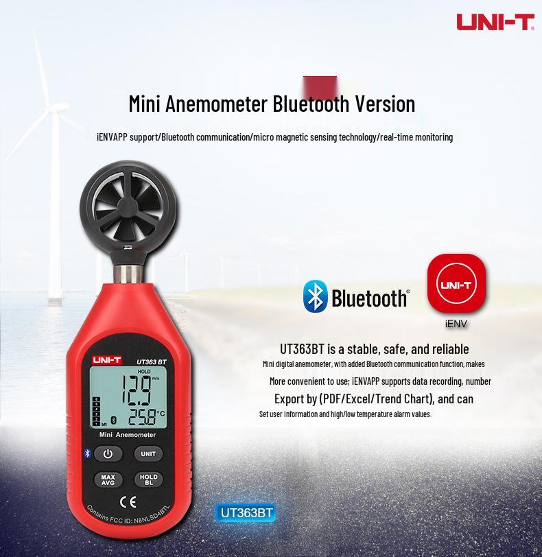 Uni-T UT363 Series Bluetooth Digital Anemometer for Air Volume, Velocity, and Temperature Monitoring