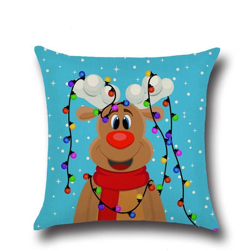 Christmas Cartoon Pillow Cover Cozy Home Office Decor Sofa Bedroom Festive Gift