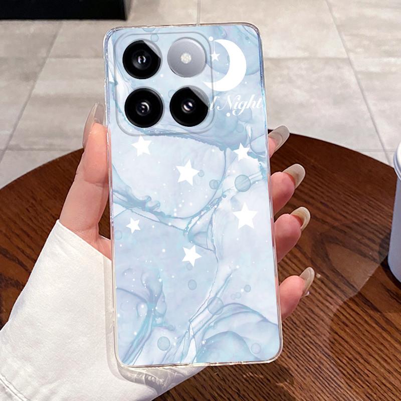 Jelly Casing For Xiaomi 14T 14TPro Clear Silicone Soft TPU Back Cover For Xiaomi 14T Pro Cute Cat Rabbit Heart Protective Case