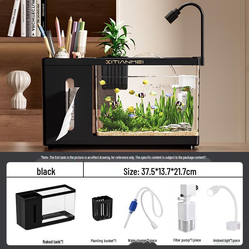 Multifunctional Ecological Aquarium: Creative Desktop Fish Tank Tissue Box for Living Room Landscaping