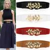 Exquisite Gold Leaf Women's Waist All-Match Luxury Design Hook Buckle Waistband Buttons Wide Belt Paired With Skirt