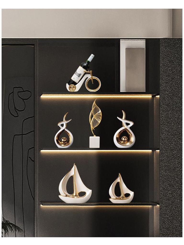 Smooth Sailing Ship Wine Cabinet Ornament Set - Luxurious Home & Office Decor