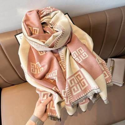 Fashion Light Luxury Autumn and Winter Imitation Cashmere Scarf Women's Warm High-end Shawl Versatile and Thickened Scarf