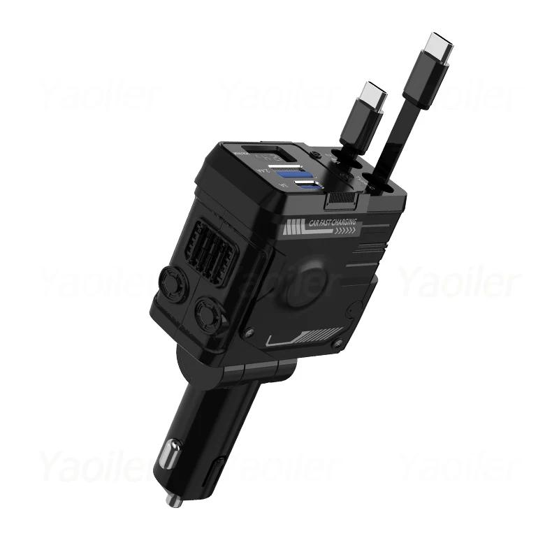 

Retractable Car Charger,120W 4 in 1 Car Phone Super Fast Charger,Retractable Cables & 2 USB Ports Car Charger Adapter,Hot Sale