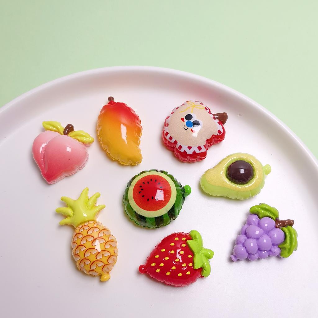 100PCS 3D Fruit Series Miniature Flat Back Resin Cabochons for Hairpin Scrapbooking DIY Home Decor Craft Accessories