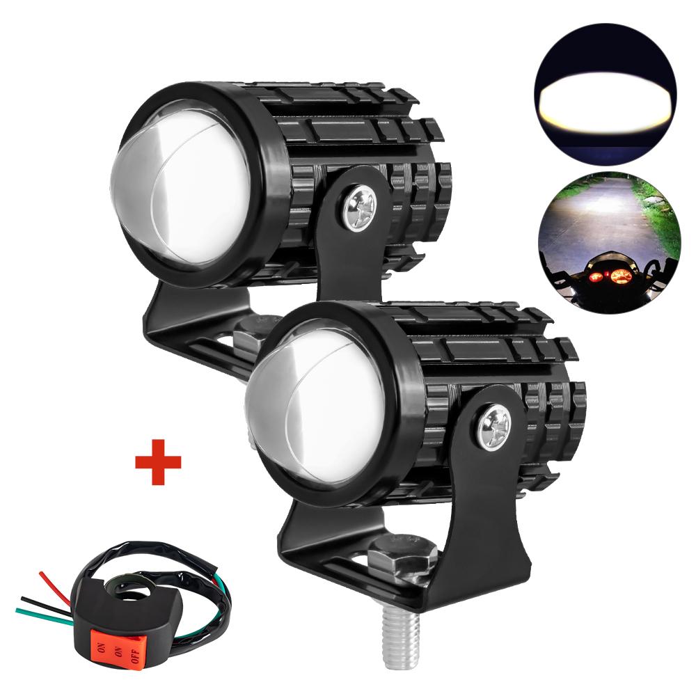 

Универсальная светодиодная фара для мотоцикла, проекторная линза, двухцветная, для квадроцикла, скутера, лампа для езды, противотуманная фара, вспомогательная фара-прожектор