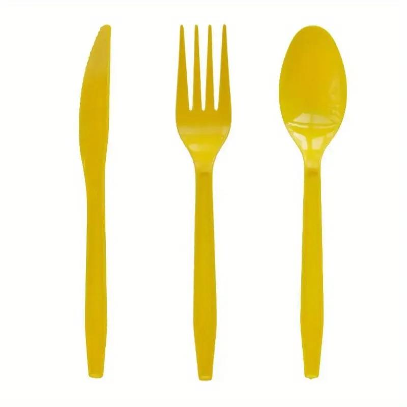 75 Sets of Reusable Multicolor Plastic Cutlery Knives, Forks and Spoons, Which Are Very Suitable for Dining Parties.