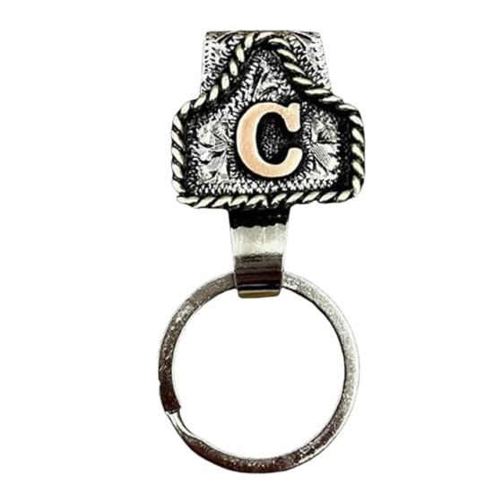 Vintage Letter Keychain Western Cowboy Style A to Z 26 Capital Letters Key Ring Metal Alphabet Key Holder Belt Bag Hanging Decoration Pendant