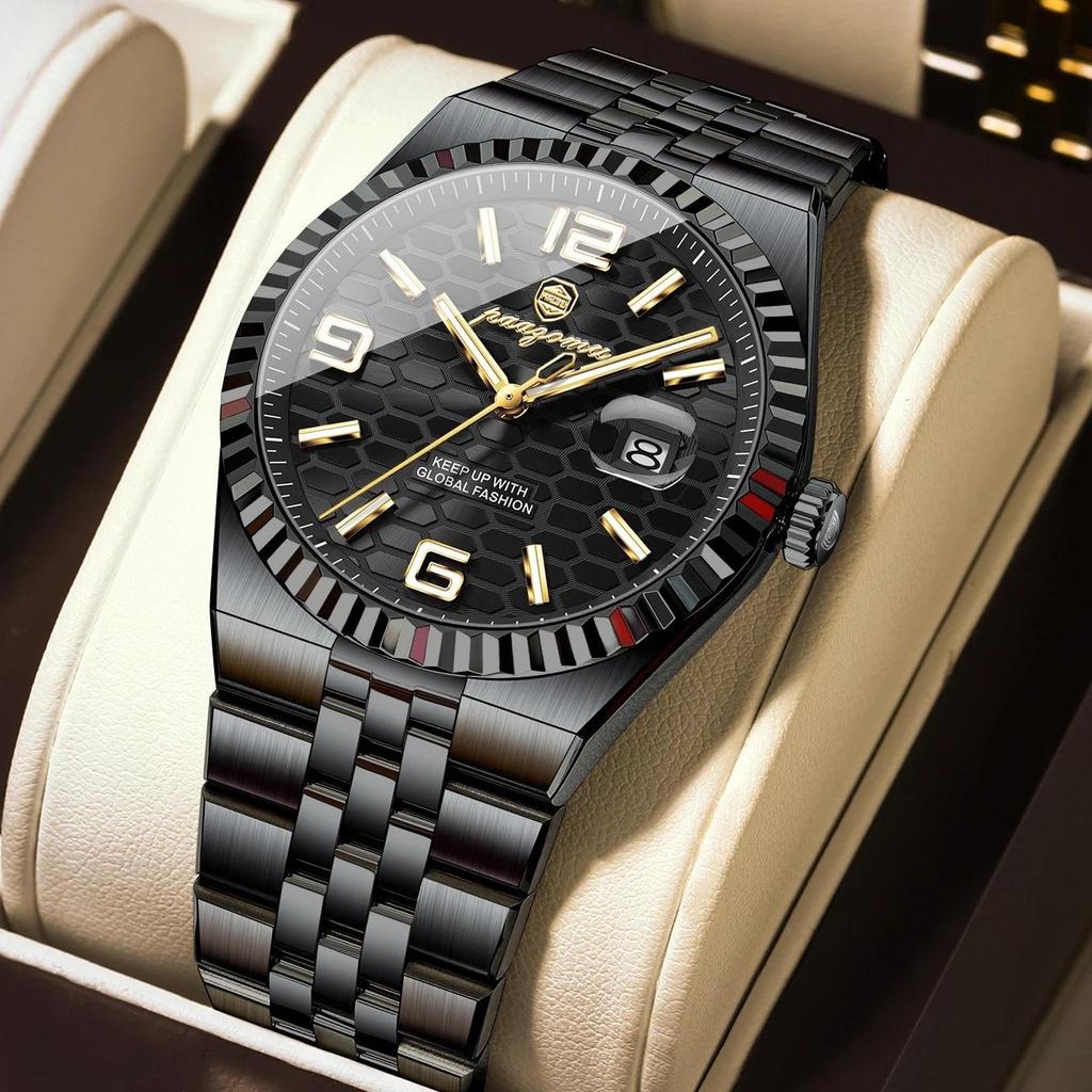 Luxury Business Men Wristwatch Waterproof Luminous Date Military Man Watch Stainless Steel Fashion Men's Quartz Watches