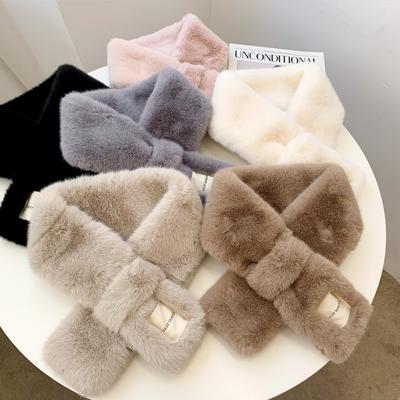 Plush Scarve Autumn And Winter Warm Fashion Versatile Cross Scarve Versatile Imitation Rabbit Hair Scarve Women's Scarve