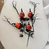 Halloween Artificial Pumpkin Branches Faux Fall Pumpkin Bouquet Fake Pumpkin Maple Leaf Picks for Harvest Thanksgiving Floral Arrangement Tabletop