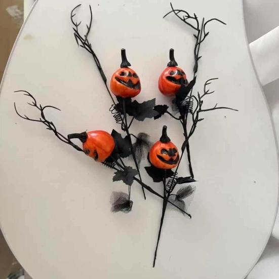 Halloween Artificial Pumpkin Branches Faux Fall Pumpkin Bouquet Fake Pumpkin Maple Leaf Picks for Harvest Thanksgiving Floral Arrangement Tabletop