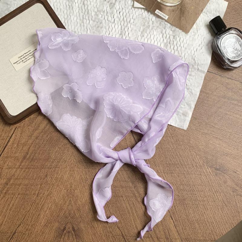 Headscarf summer women's pastoral new fresh and breathable triangle scarf scarf women's small scarf lace silk scarf high-end headband