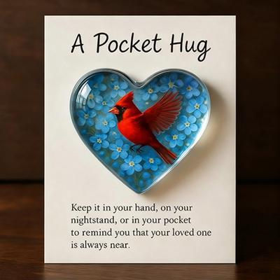 Yousheng Kolibri Taschen-Umarmungs-Token Herzförmiges Trostgeschenk für Verlust & Fernbeziehung Sympathie-Erinnerungsstück mit Karte Tragbare Emotionale Unterstützung