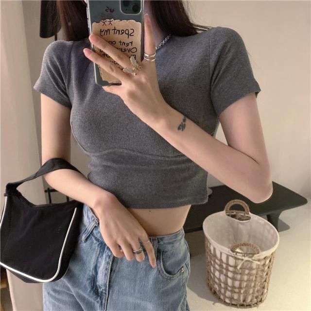 Spring/Summer 2025 Slim-Fit Women's Short Sleeve Midriff T-Shirt