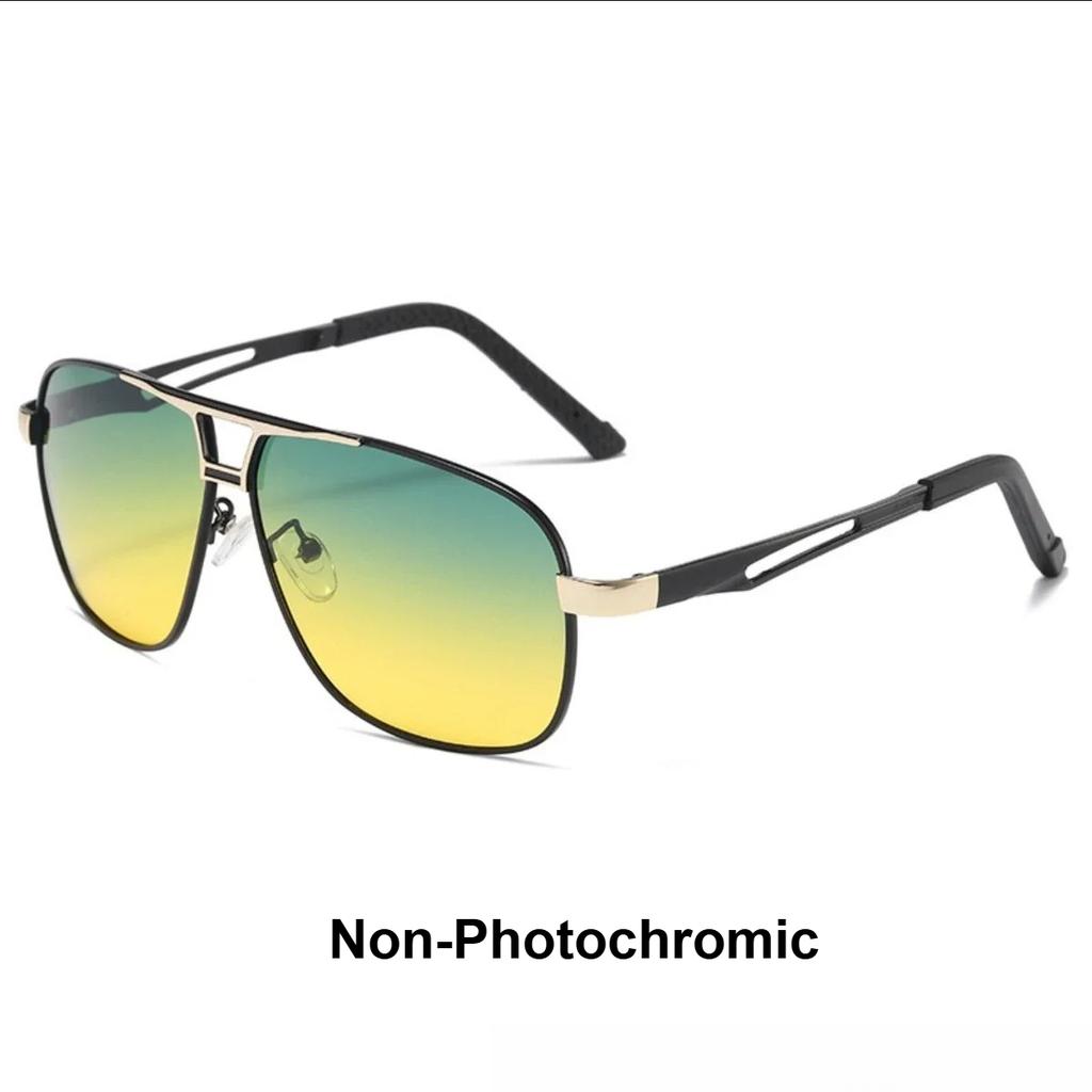 Men Pochromic Sunglasses Aluminum Magnesium Material Spring Hinge Sun Glasses Driving Cycling Fishing Day Night Use