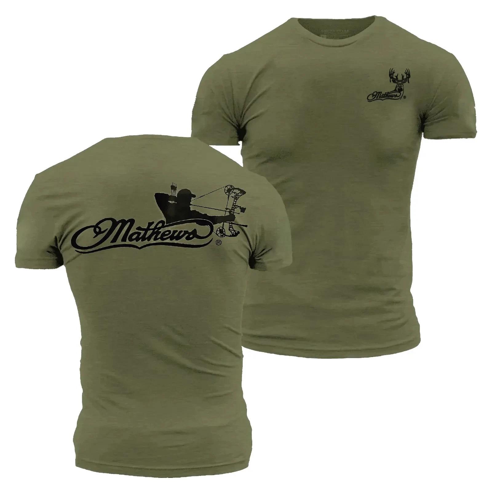 2025 Mathews Logo with Archer T-shirt, Archery Tactical Gear, Unisex Short S