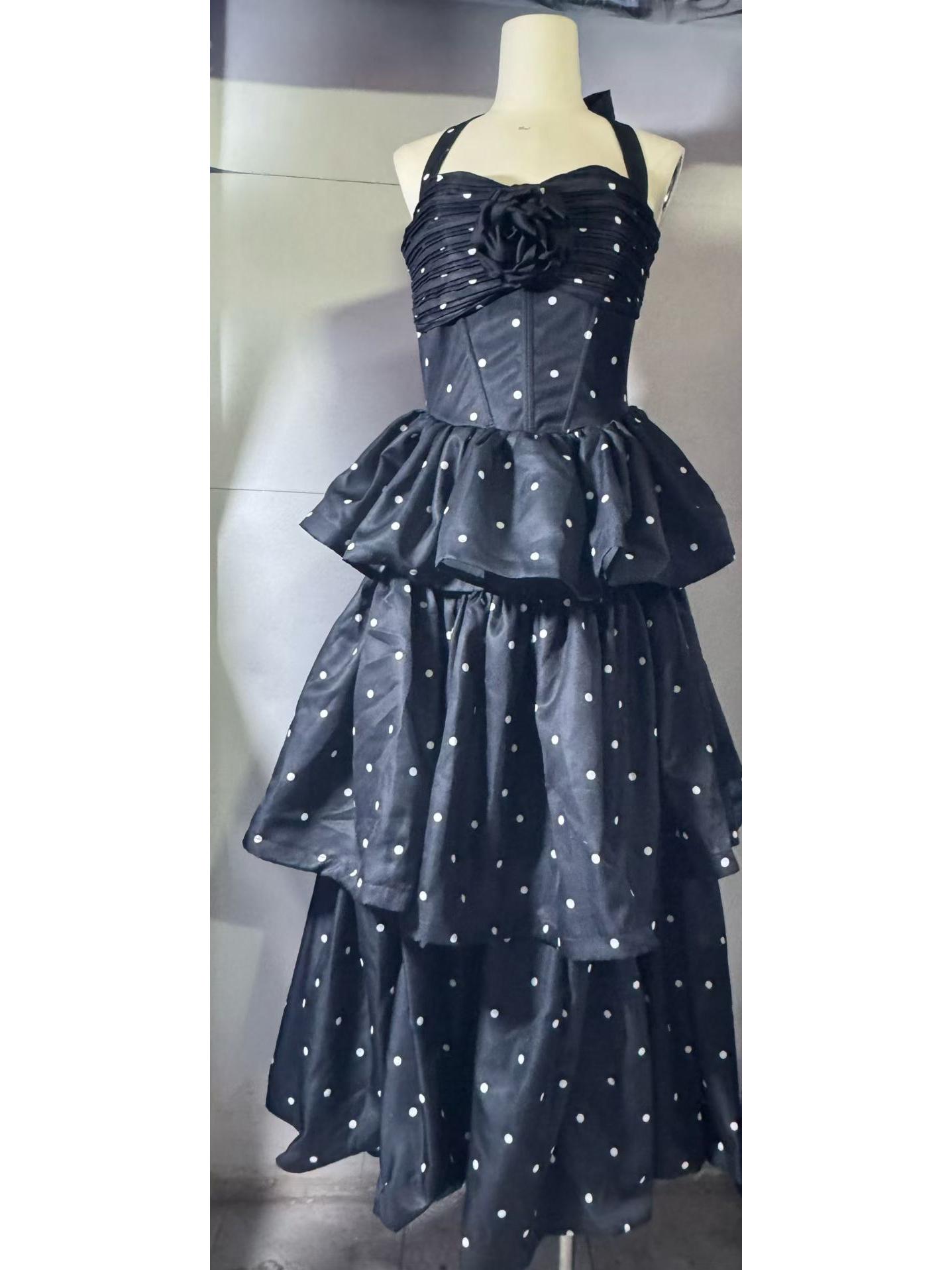 Women s Spring 2026 Polka Dot Ruffle Halter Layered Skirt S