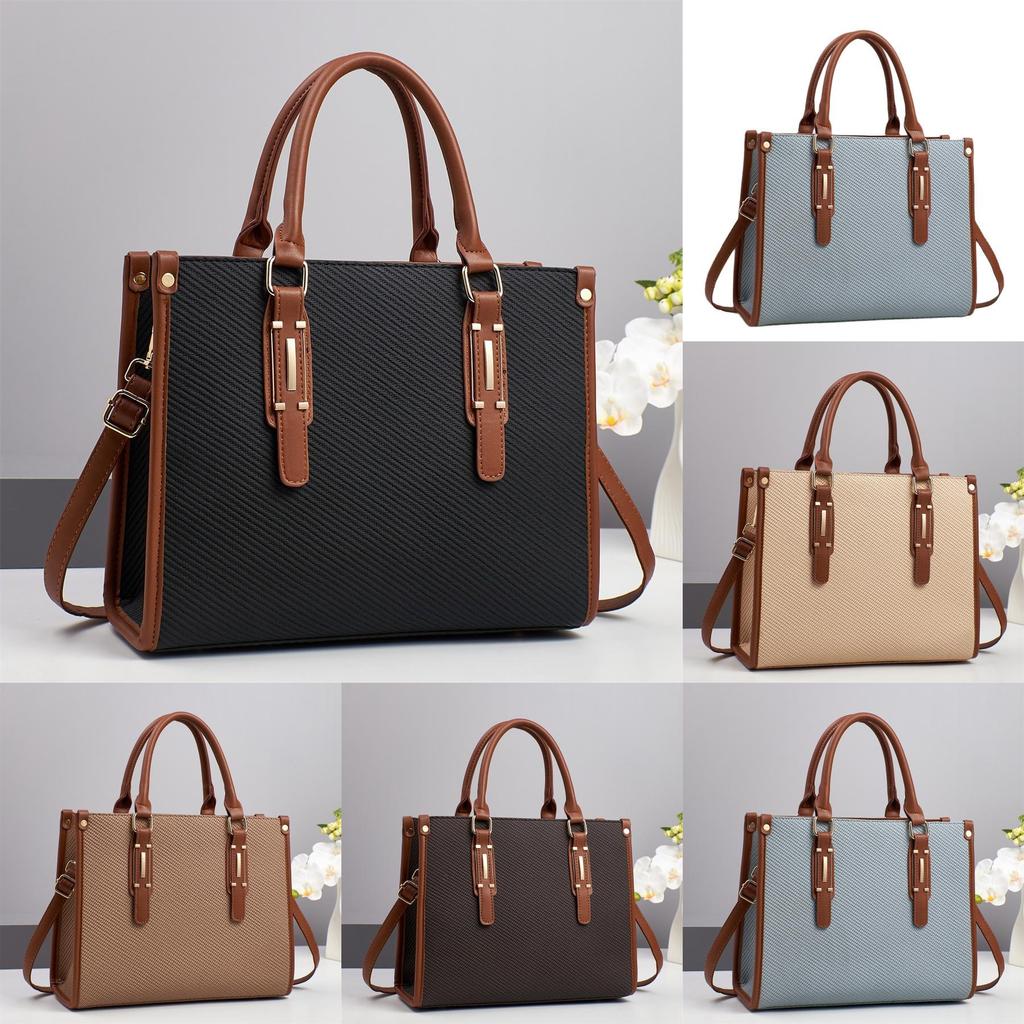 Vintage Retro Pu Leather Womens Casual Tote Bag With Zipper For Daily Use